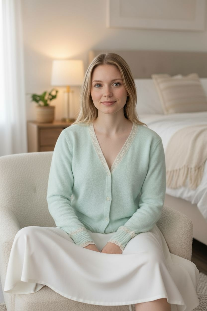 Mañanita Rita verde agua/salmón - Imagen 2